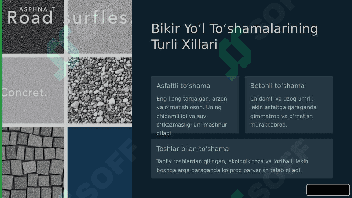 Bikir Yoʻl Toʻshamalarini Loyihalash 5