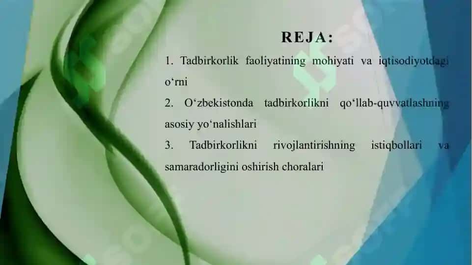 Tadbirkorlikni qoʻllab-quvvatlash yoʻnalishlari 2