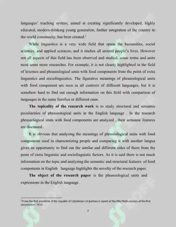 STRUCTURAL AND SEMANTIC PECULIARITIES OF PHRASEOLOGICAL UNITS WITH “FOOD” COMPONENT IN THE ENGLISH LANGUAGE 7