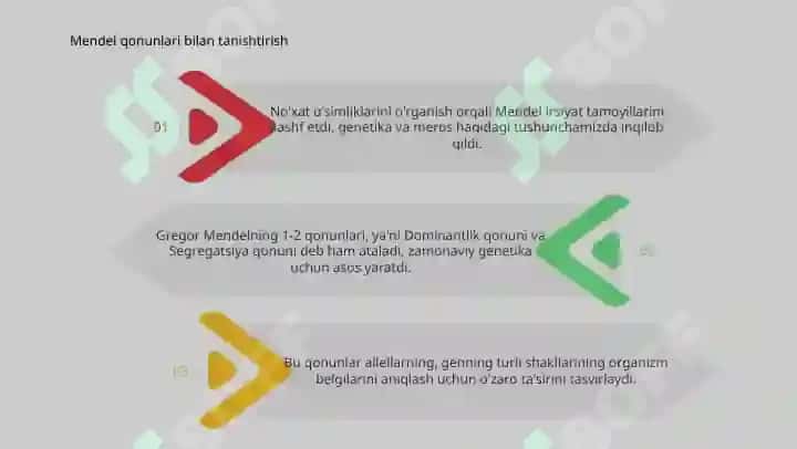 Mendelning 1-2 qonuni, allel genlarning o'zaro ta'siri 3