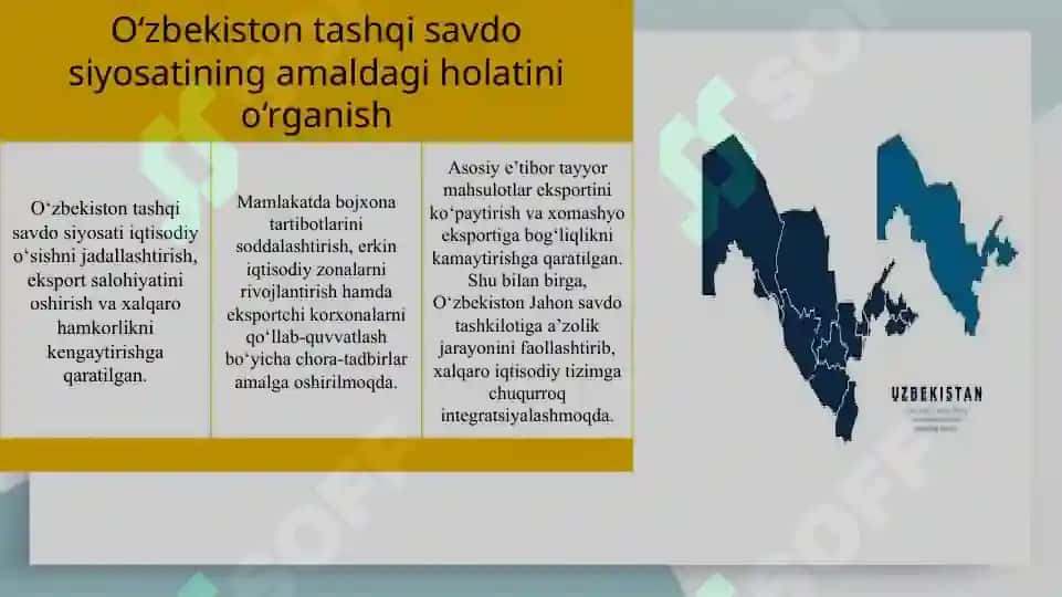 O‘zbekistonning tashqi savdo siyosatini tahlil qilish slayd 4