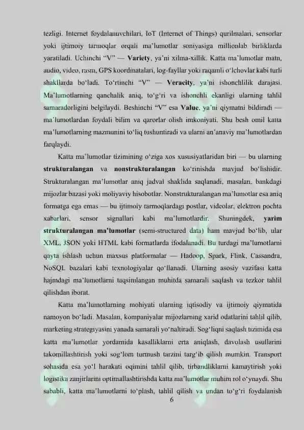 KATTA MA’LUMOTLAR BILAN ISHLASH UCHUN DASTURIY TA’MINOT 5