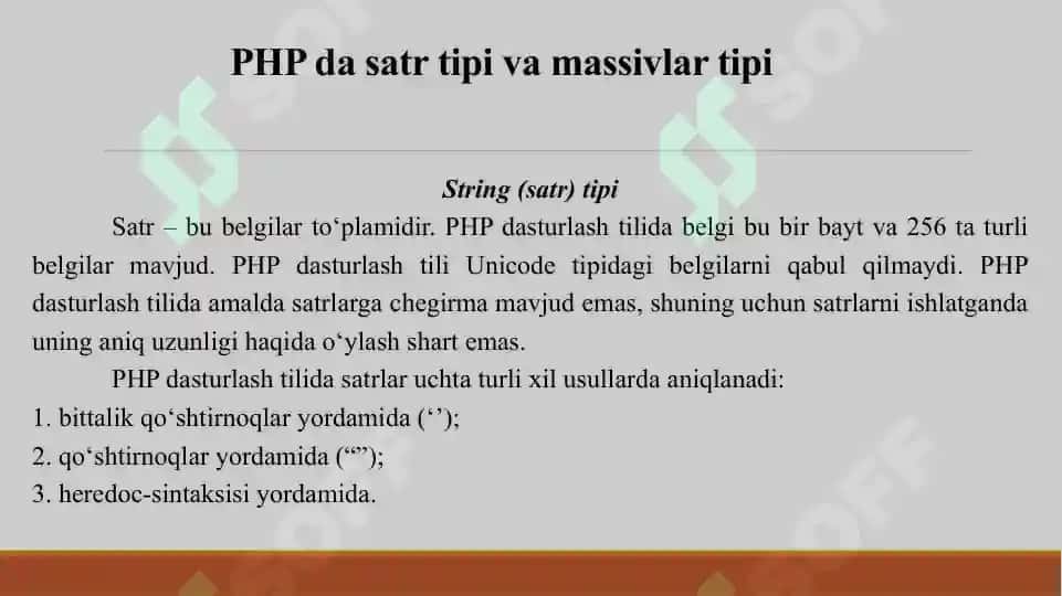 WEB DASTURLASH-PHP 7