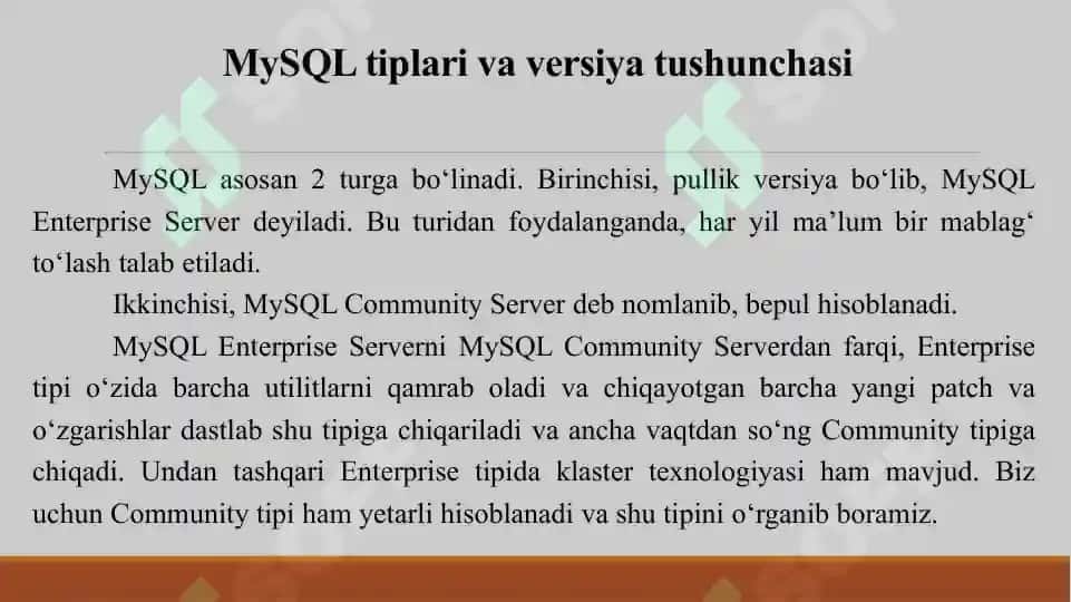 WEB DASTURLASH-MYSQL 5