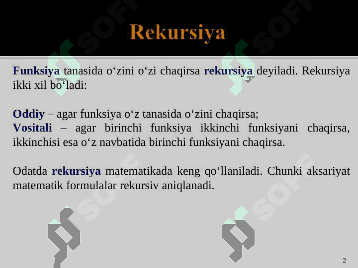 Rekursiv funksiyalar 2