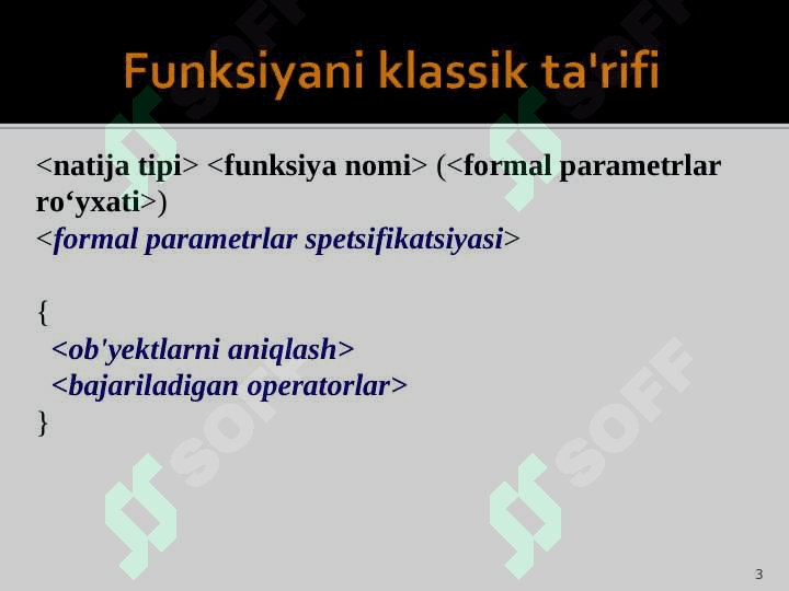 C++ da funksiyalar. Tuzilishi va undan foydalanish. 3