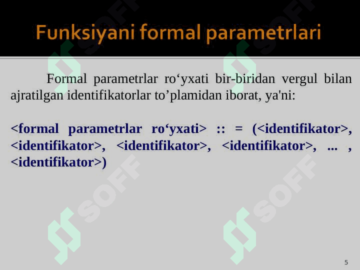 C++ da funksiyalar. Tuzilishi va undan foydalanish. 5