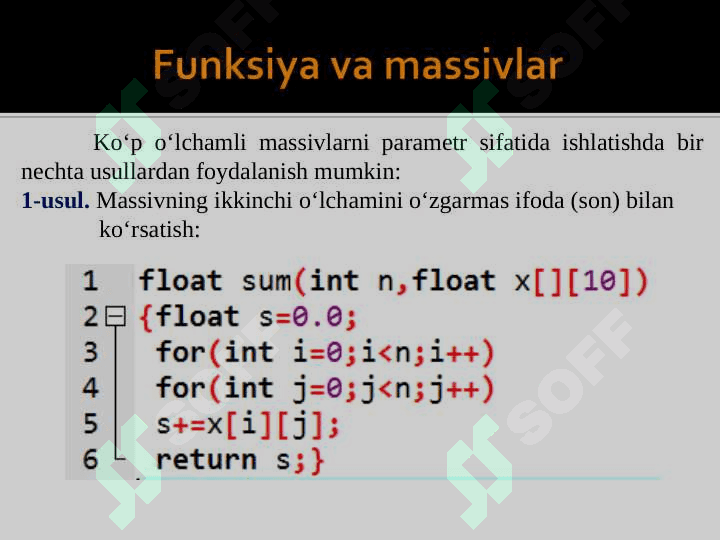 KO'RSATKICHLI DINAMIK MASSIV. SIMVOLLI MASSIVLAR. 3