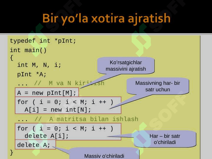 KO'RSATKICHLI DINAMIK MASSIV. SIMVOLLI MASSIVLAR. 8