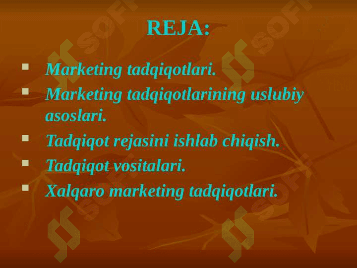 MARKETING TADQIQOTLARI 2
