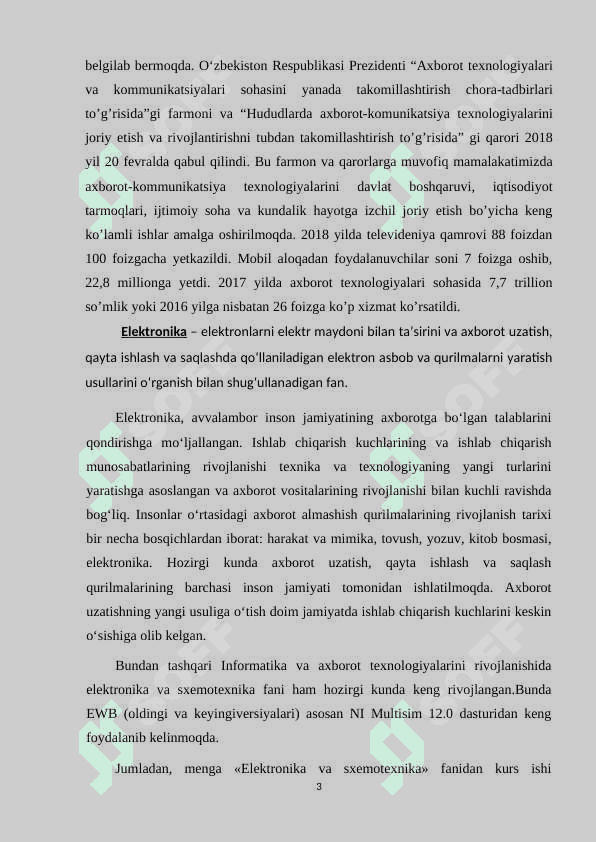 Elektr chiqish signallari birlamchi usullari. 3