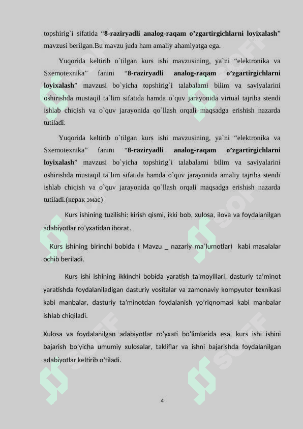 Elektr chiqish signallari birlamchi usullari. 4