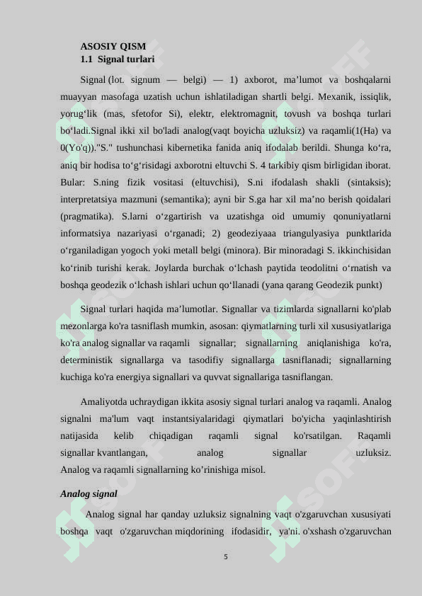 Elektr chiqish signallari birlamchi usullari. 5