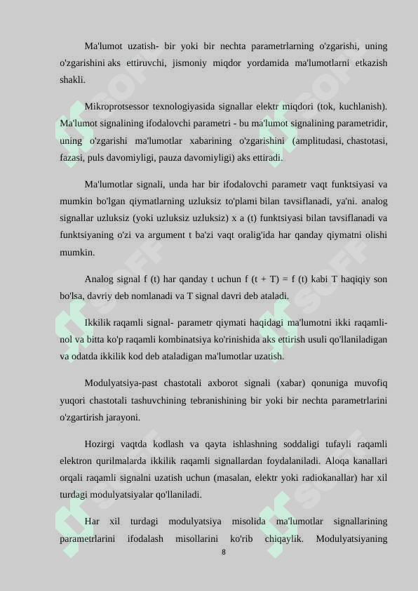 Elektr chiqish signallari birlamchi usullari. 8