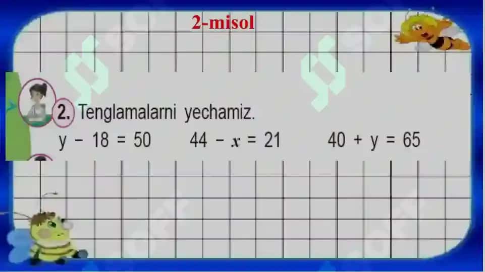 Tenglama boshlang'ich sinf 7