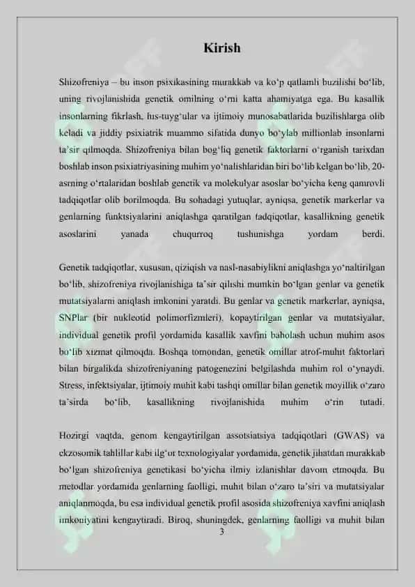 SHIZOFRENIYA KASALLIGINING GENETIC ASPEKTLARI 3