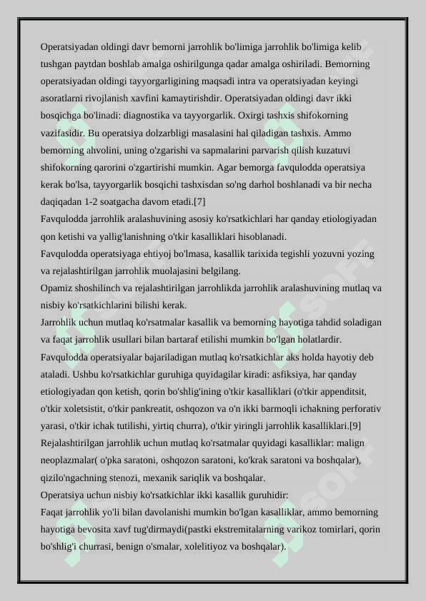 BEMORLARNI OPERATSIYAGA TAYYORLASH 4