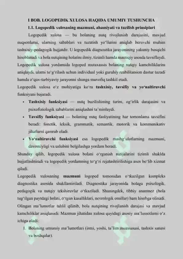 Logopedik xulosaning tuzilishi va tahlili 7