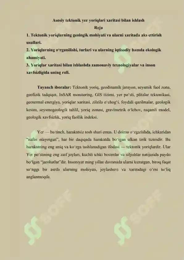 Asosiy tektonik yer yoriqlari xaritasi bilan ishlash 2