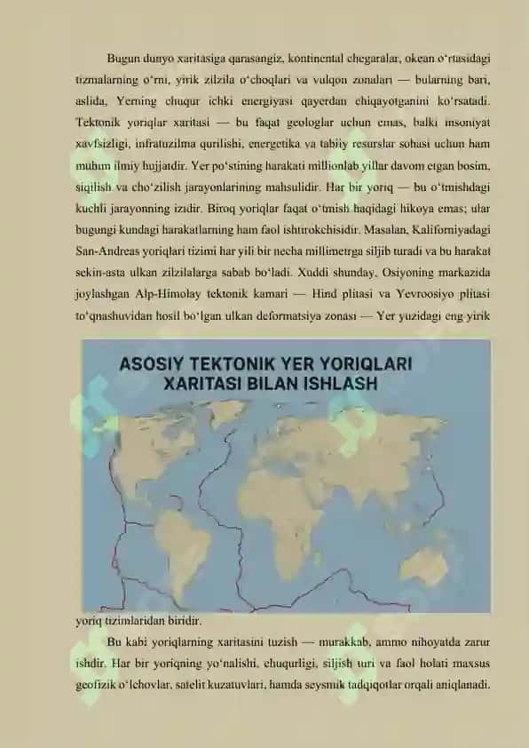 Asosiy tektonik yer yoriqlari xaritasi bilan ishlash 3