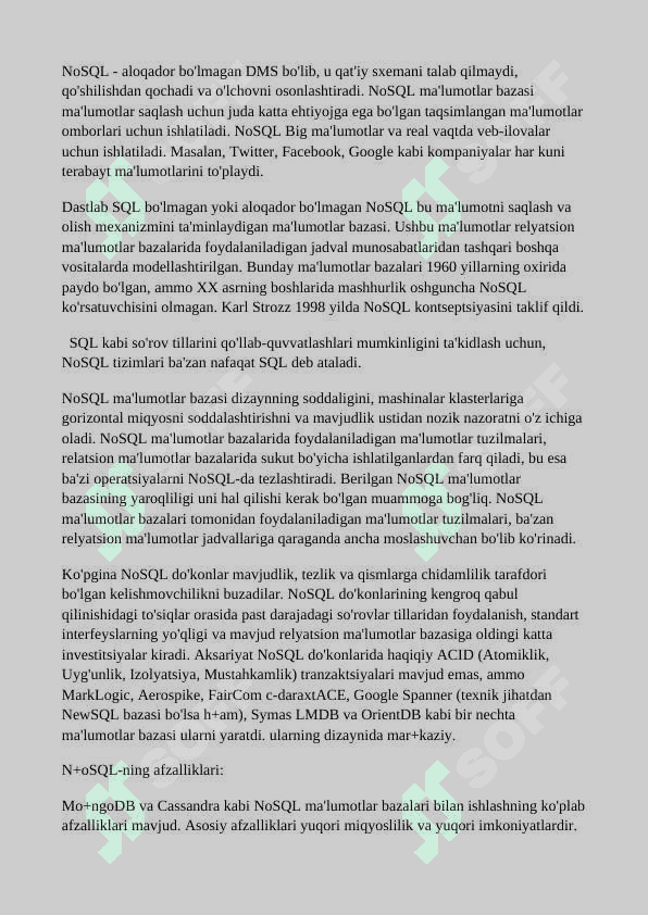 NoSQL ma'lumotlar bazasi va uning asosiy prinsplari 2