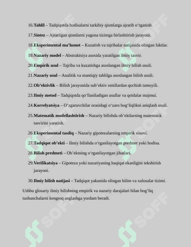 Ilmiy bilish darajalari. Empirik va Nazariy bilish glossariysi 7 2