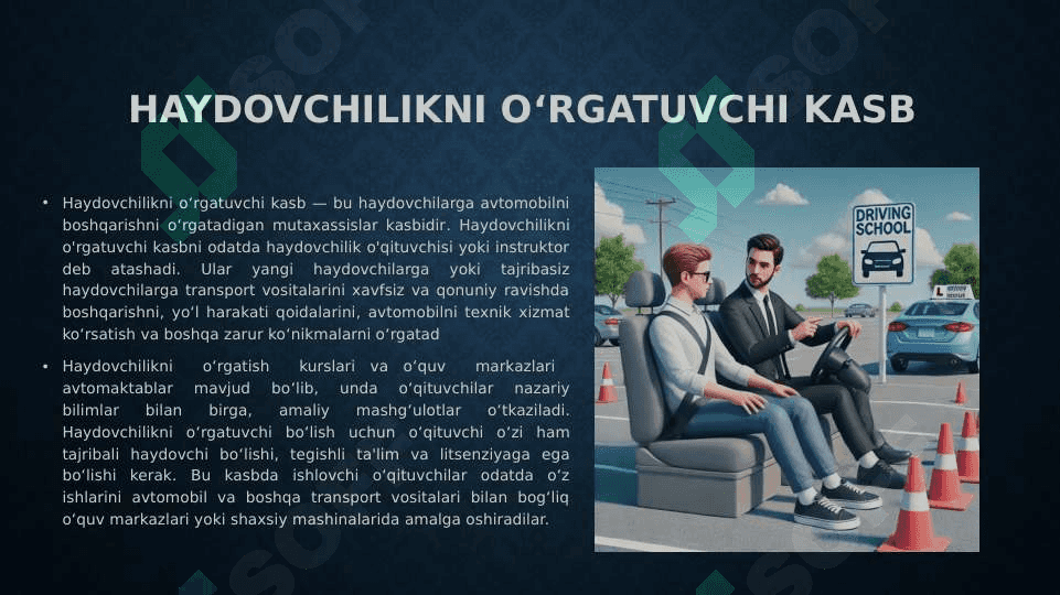 Kasbim tarixi. Haydovchilikni o'rgatish kasbi 3