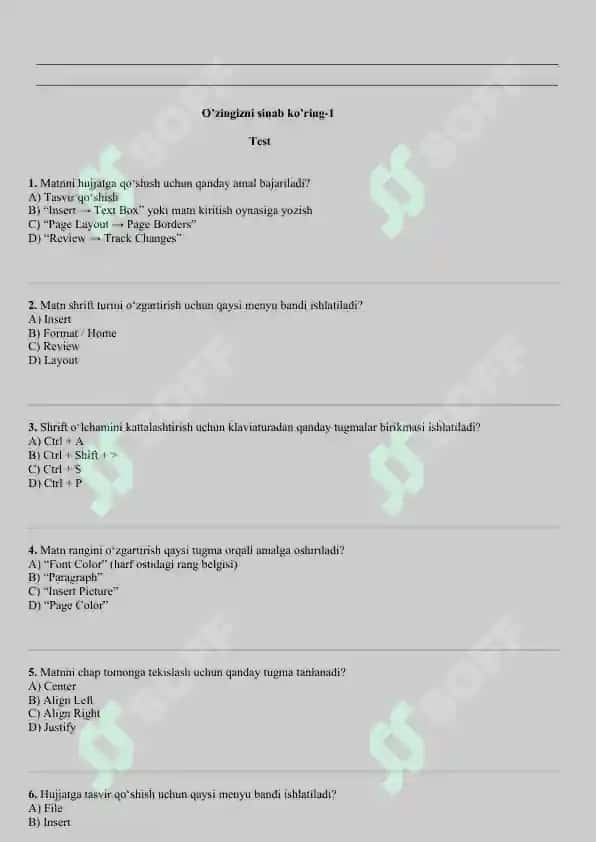 6-sinf Informatika fanidan NAZORAT ISHI DAFTARI 2025-2026-yil uchun maxsus 5