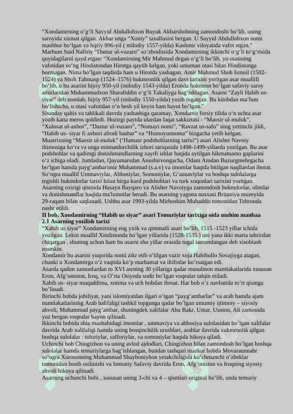 Xondamirning hayoti va ijodi 4
