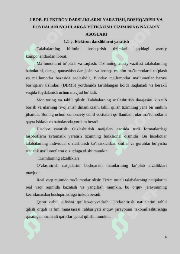 ELEKTRON DARSLIKLARNI YARATISH, BOSHQARISH VA FOYDALANUVCHILARGA YETKAZISH 6