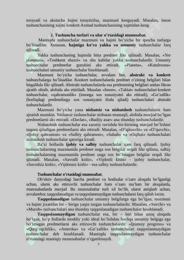Tafakkur shakllari tushuncha, hukm va xulosa. 3