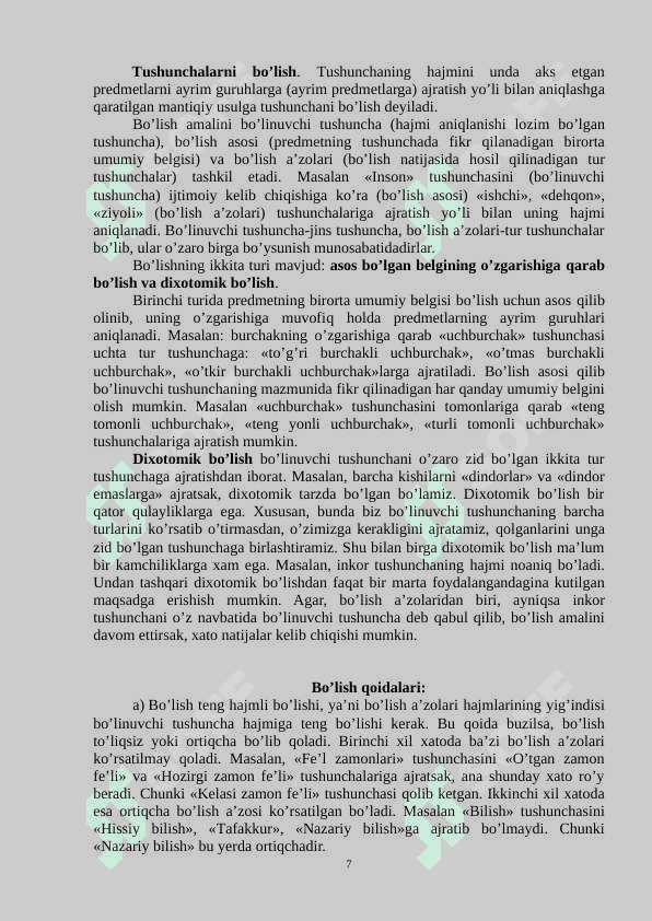 Tafakkur shakllari tushuncha, hukm va xulosa. 7