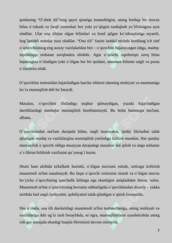 ONA TILI DARSLIKLARINI QIYOSIY-TANQIDIY  TAHLILI 7