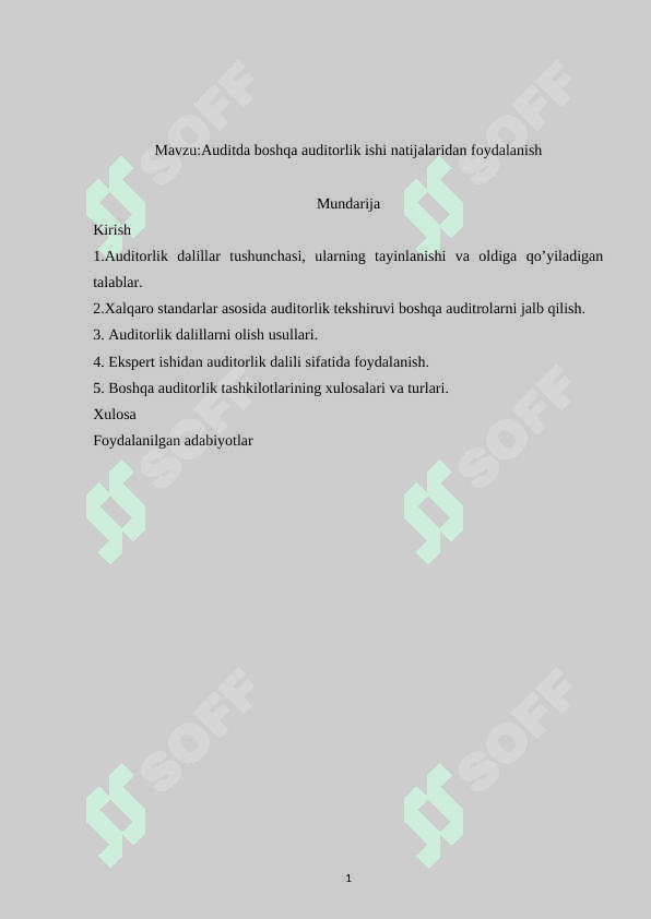 Auditda boshqa auditorlik ishi natijalaridan foydalanish 2
