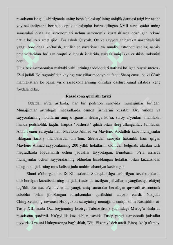 Ulug’bek akademiyasi va uning faoliyati  maqola loyihasi 2