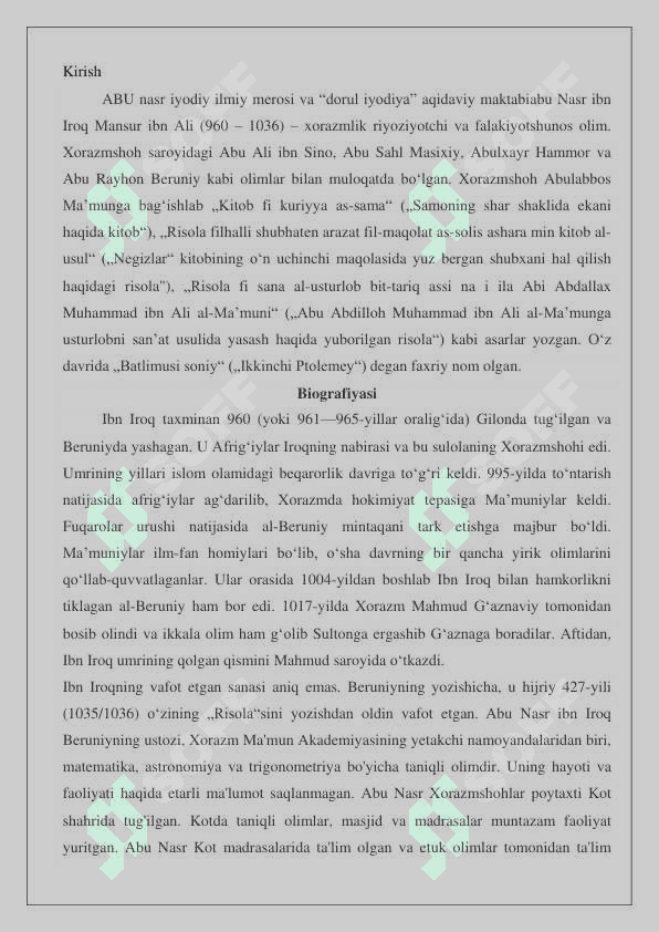 Abu Nasr Ibn Iroq (vaf. 1036)ning Dorul hikma va ma'orifdagi ilmiy faoliyati  24 2