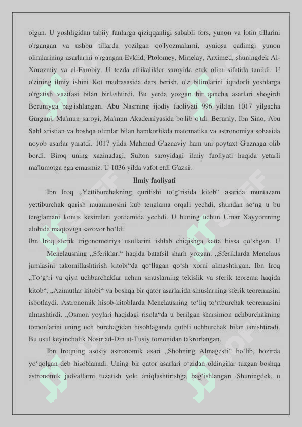 Abu Nasr Ibn Iroq (vaf. 1036)ning Dorul hikma va ma'orifdagi ilmiy faoliyati  24 3