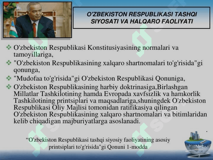 O’zbekiston va  jahon hamjamiyati 3