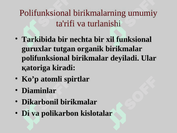 Poli-, geterofunksional va geterohalqali birikmalar. Alkaloidlar 5