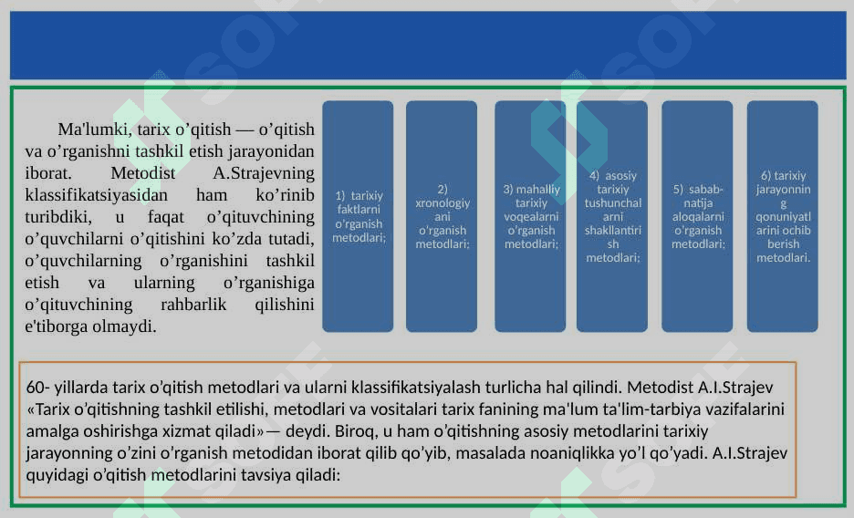 Tarix o’qitishning metodlari va ularning klassifikatsiyasi 24 7