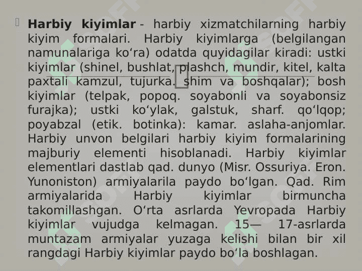 Harbiy kiyimlar tarixiga oid fotoalbom 4