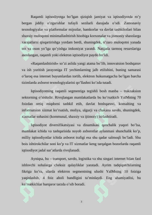 “RAQAMLI TEXNOLOGIYALAR VA ULARNING ZAMONAVIY IQTISODIYOTDAGI ROLI” 3