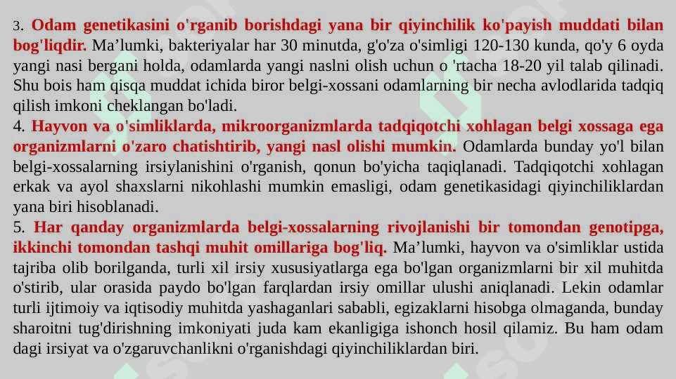 ODAM GENETIKASI VA TIBBIY GENETIKA. IRSIY KASALLIKLAR. TIBBIY GENETIK MASLAHAT. 6