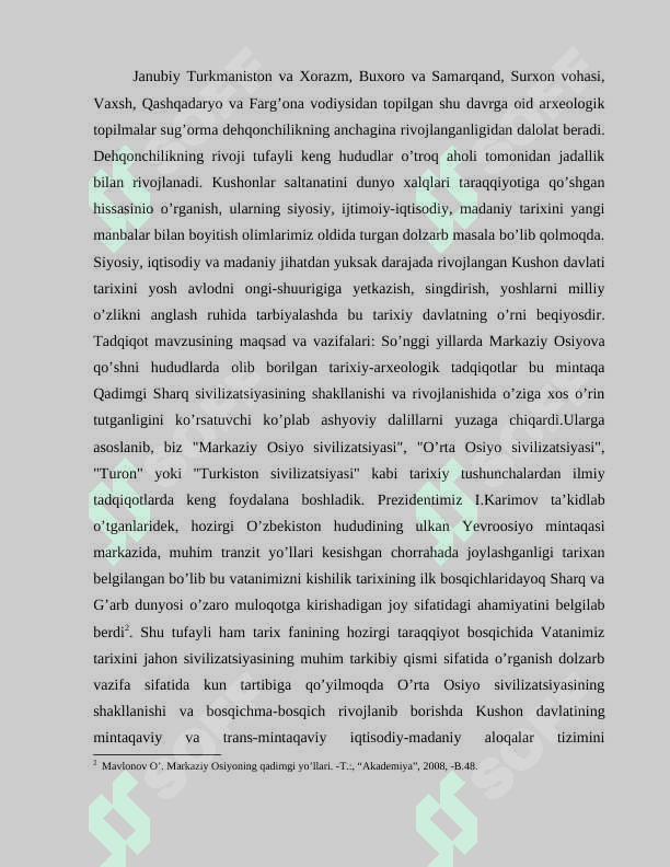 “SHIMОLI-G’АRBIY BАQTRIYАNING KUSHОN PОDSHОLIGI DАVRI АRXЕОLОGIK YОDGОRLIKLАRI” 8