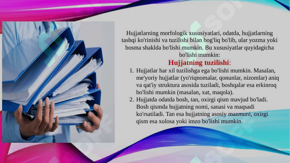 Hujjatlarning morfologik xususiyatlari 3