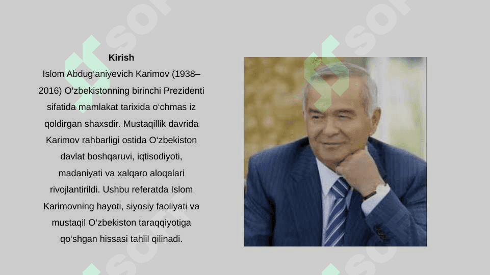 I.Karimov – O`zbekistonning birinchi prezidenti 3