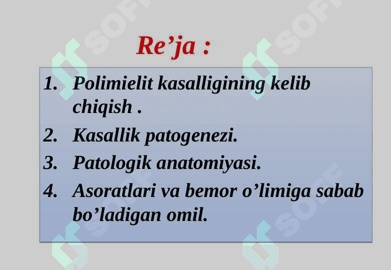Polimielit kasalligining kelib chiqish sabablari va asoratlari 2