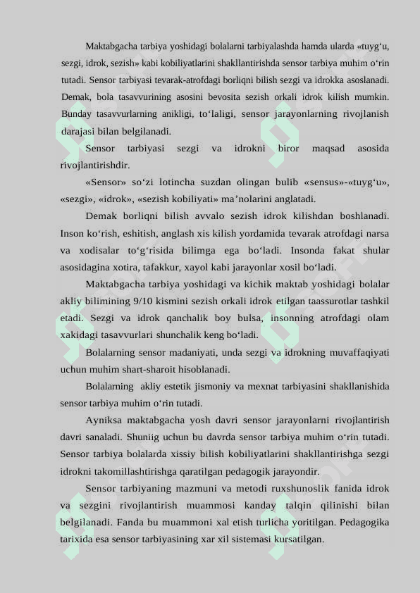 Sensor tarbiyasi 2