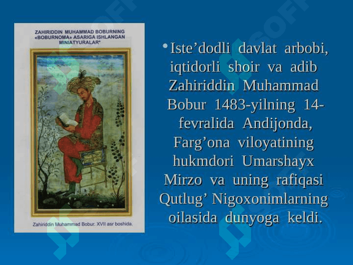 Zahiriddin Muhammad Boburning adabiyotshunoslikka qo'shgan hissasi 3