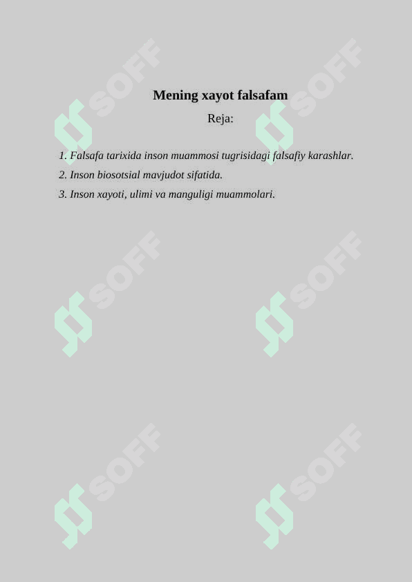 Mening xayot falsafam 2